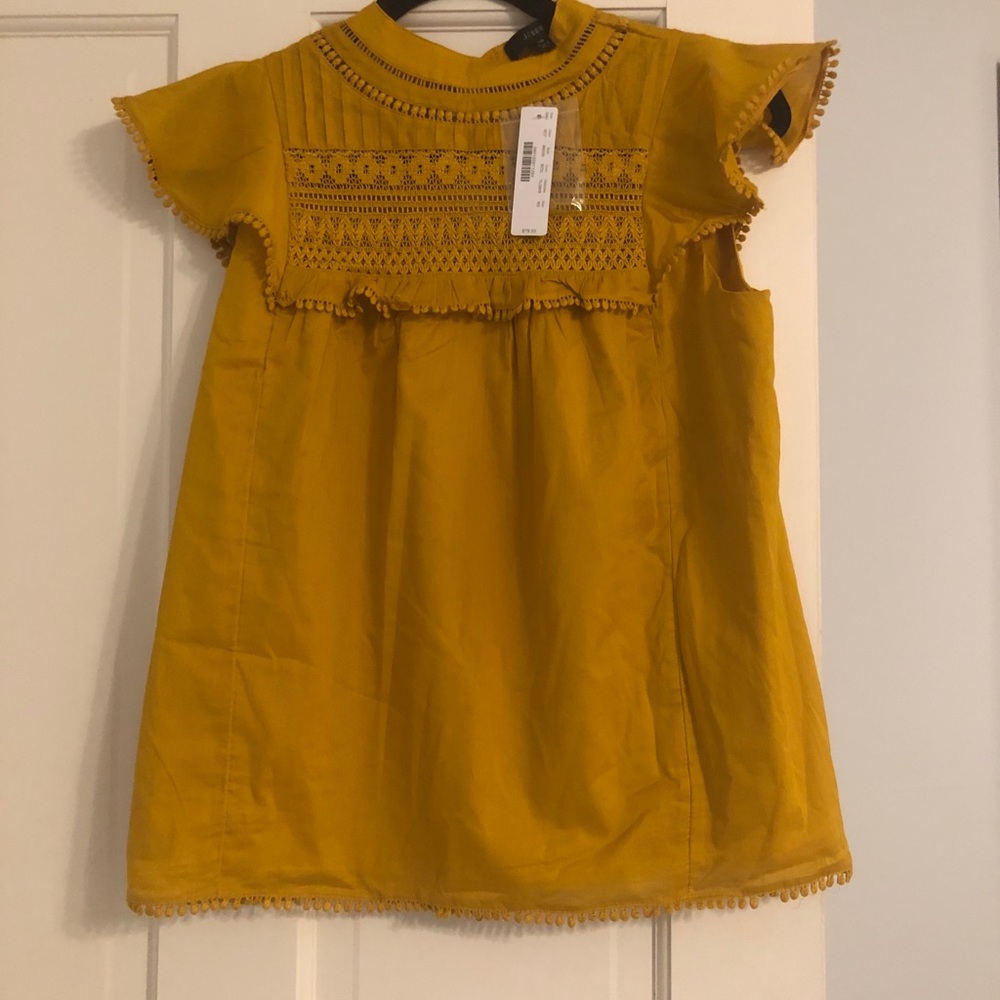 J Crew Mustard Flutter Sleeve Top